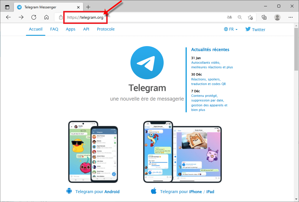 Accès_au_site_officiel_de_Telegram – © Crédit : fredzone.org