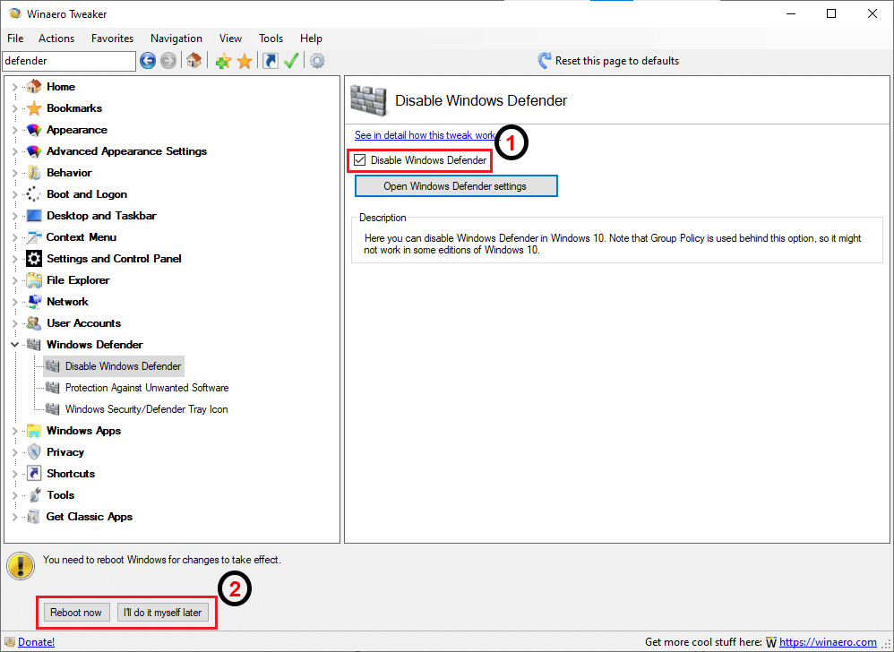 Deactivation_Windows_Defender – © Credit: fredzone.org
