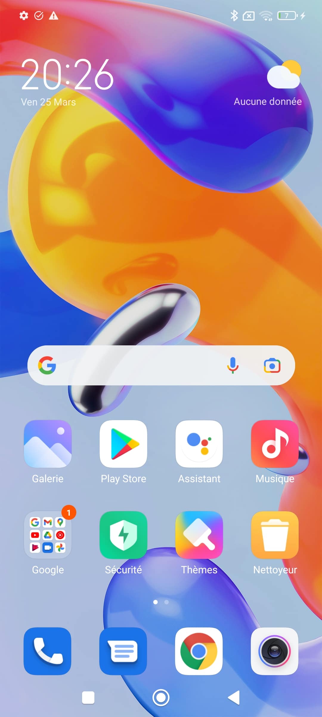 Interface du Xiaomi Redmi Note 11 pro 5G