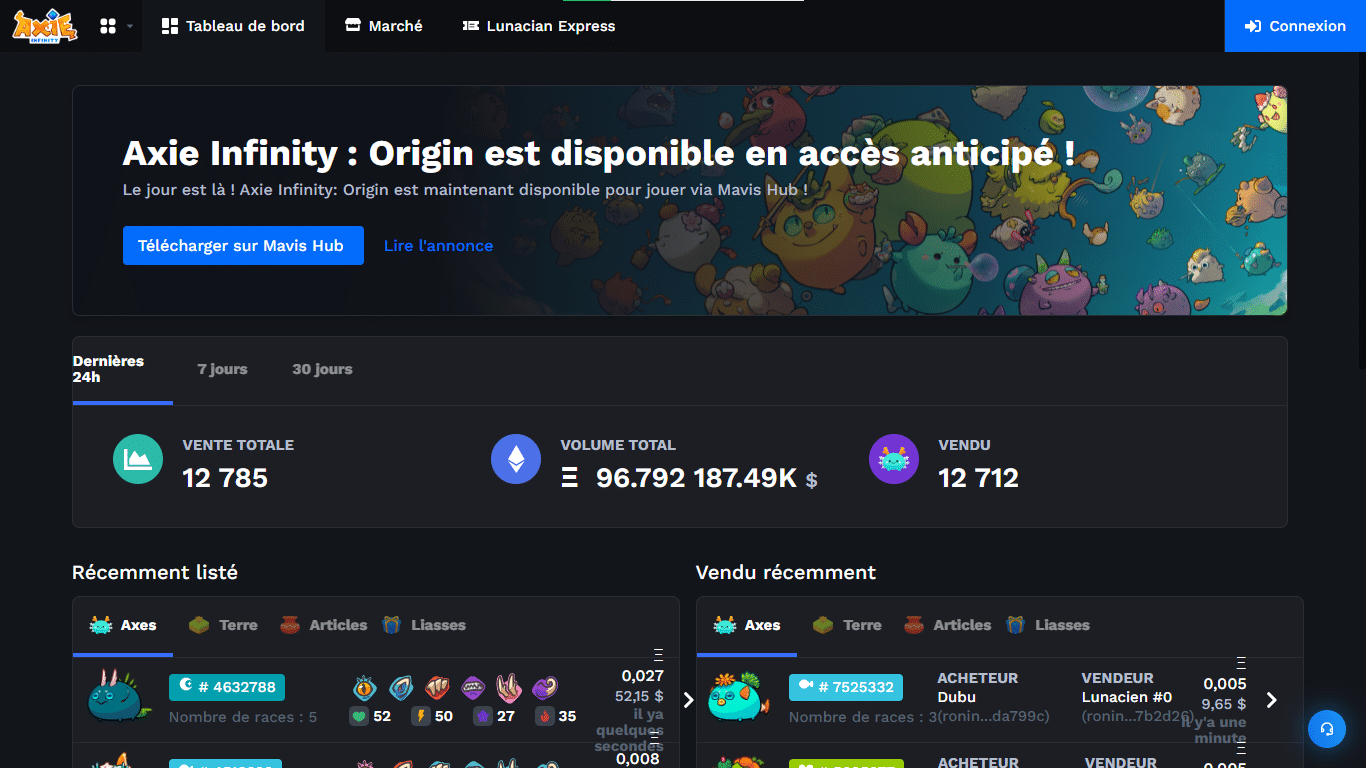 Axie_MarketPlace_achats_NFT