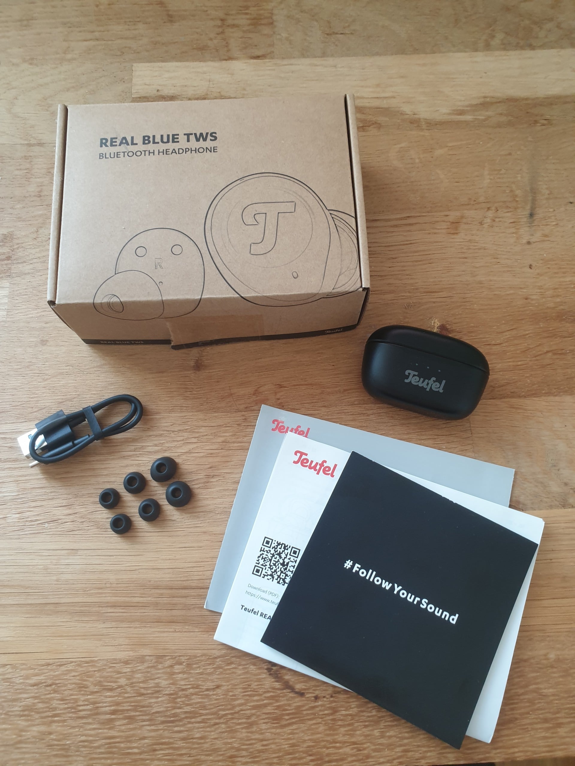 Photo de l'emballage des écouteurs bluethooth Teufel Real blue TWS