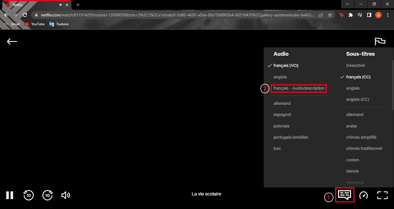 Choix_langue_audiodescription – © Crédit : fredzone.org