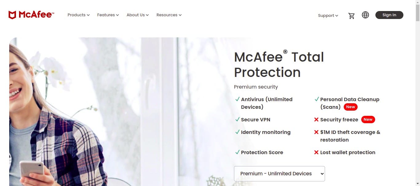 Crédits - Mcafee Total Protection