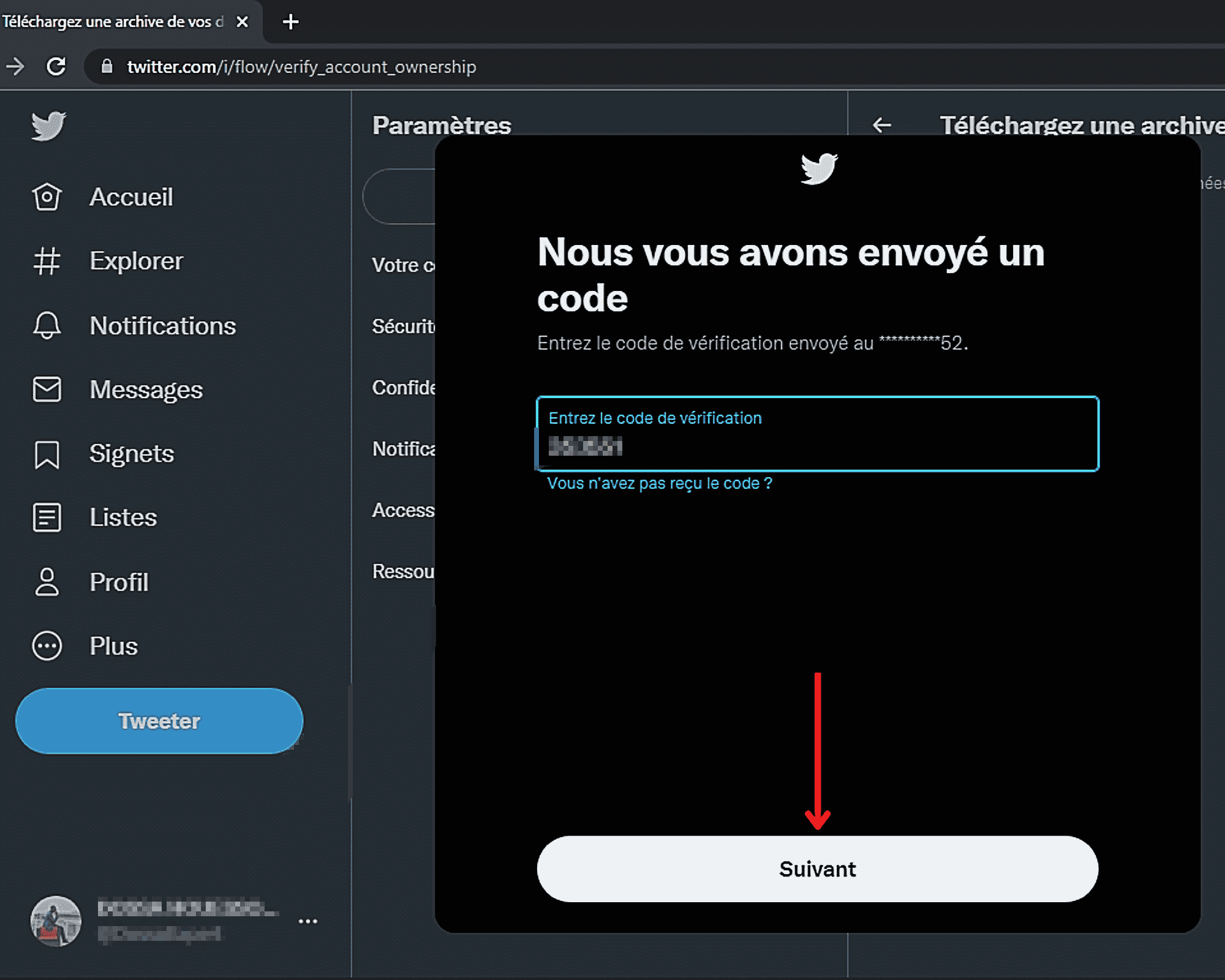 Télécharger-Tous-Vos-Tweets-Envoie-Suivant