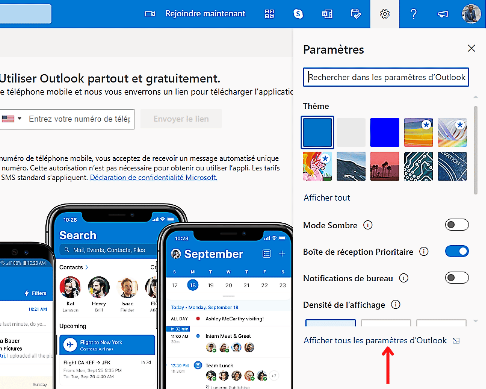 Mail outlook affichage