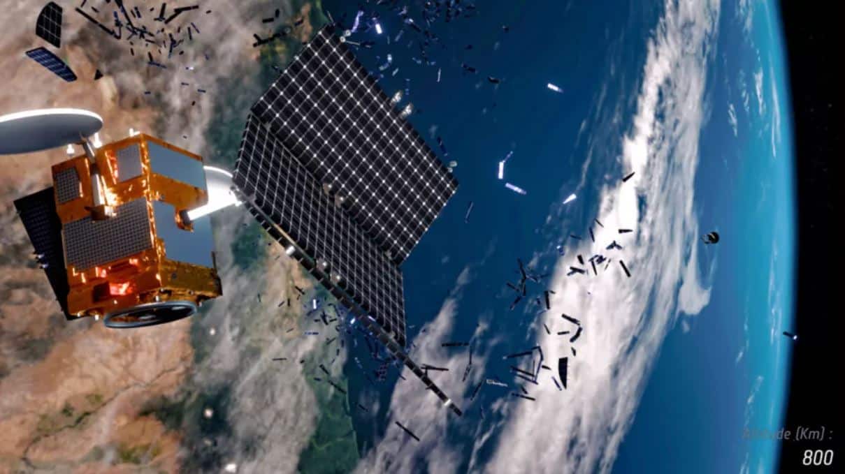 Illustration de la désintégration d'un satellite