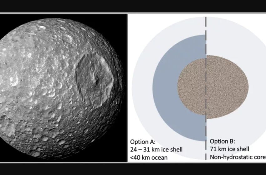 Mimas, une des lunes de Saturne, pourrait cacher un océan