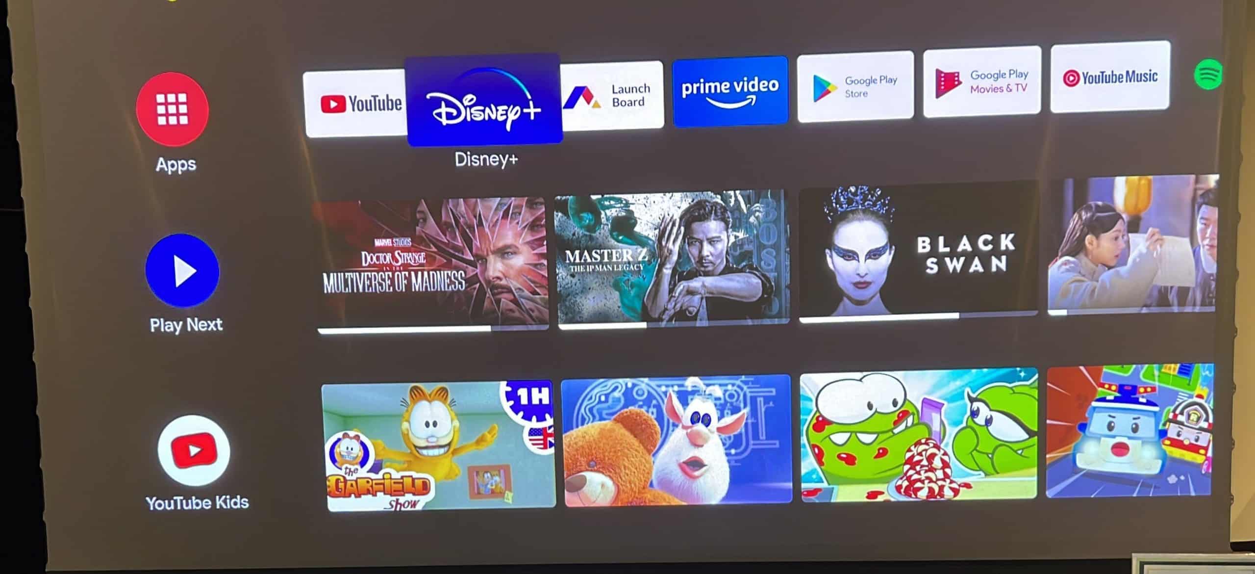 Interface du vidéoprojecteur Formovie Theater