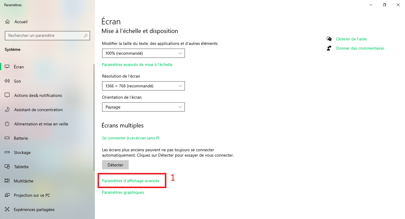 Ajuster_fréquence_de_rafraîchissement_écran_Windows_10
