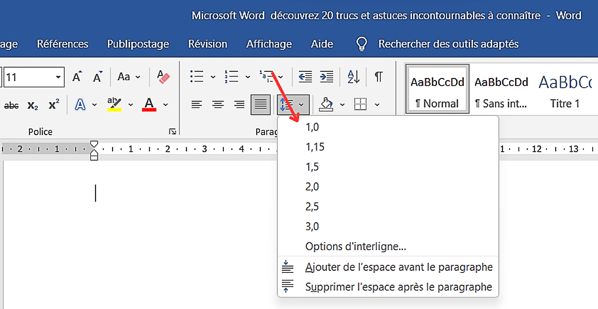 Microsoft-Word-Interligne