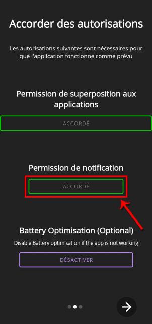 Accès aux notifications confirmé - © Crédit : fredzone.org