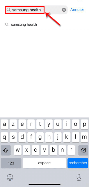Recherche de Samsung Health - © Crédit : fredzone.org