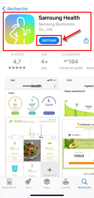 Samsung Health dans Play Store - © Crédit : fredzone.org