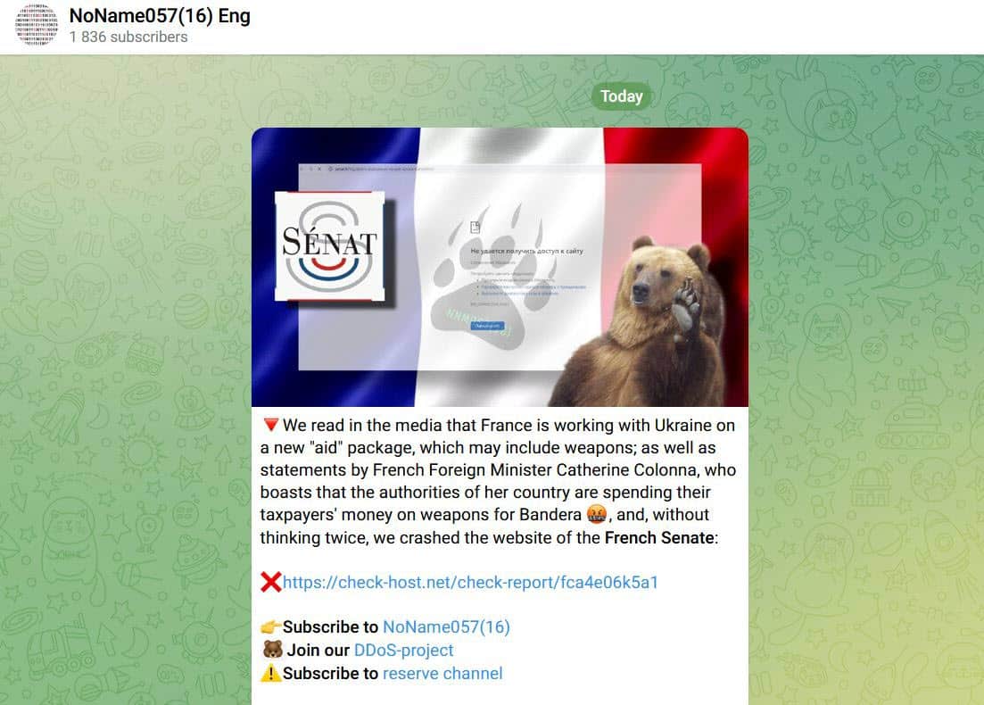 Le site du Sénat victime d’une cyberattaque par des hackers pro-russes